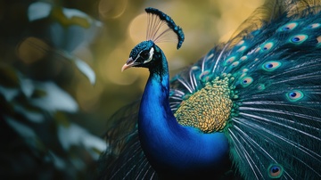 开屏的一只花孔雀