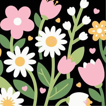 活泼多彩花卉插画