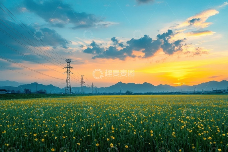 高清大图下载【趣麦麦图】户外油菜花花田