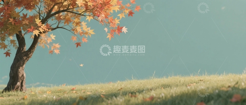 高清大图下载【趣麦麦图】国风国潮枫树超长背景10