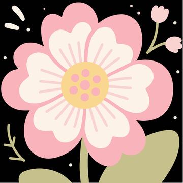 清新粉色花朵插画