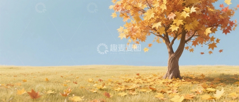 高清大图下载【趣麦麦图】国风国潮枫树超长背景8