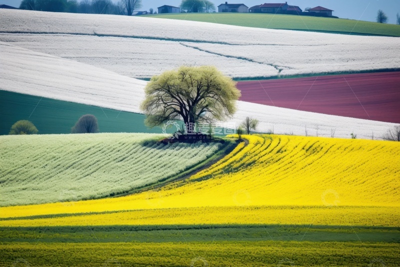 高清大图下载【趣麦麦图】五彩缤纷的山坡草地