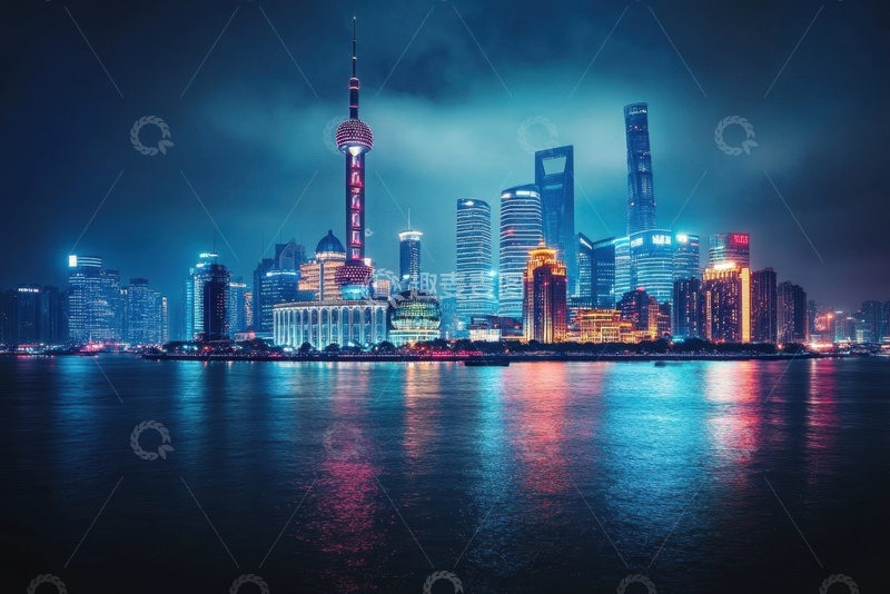 大城市江河夜景