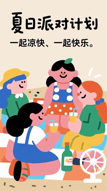 夏日派对计划宣传插画