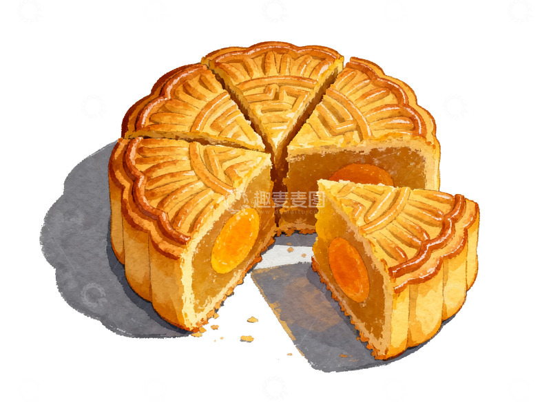 高清大图下载【趣麦麦图】广式月饼插画6