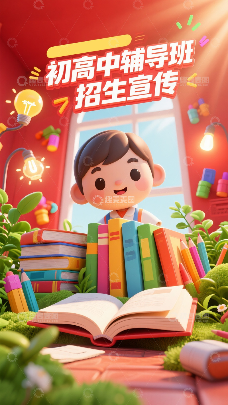 高清大图下载【趣麦麦图】-初高中辅导班招生宣传图
