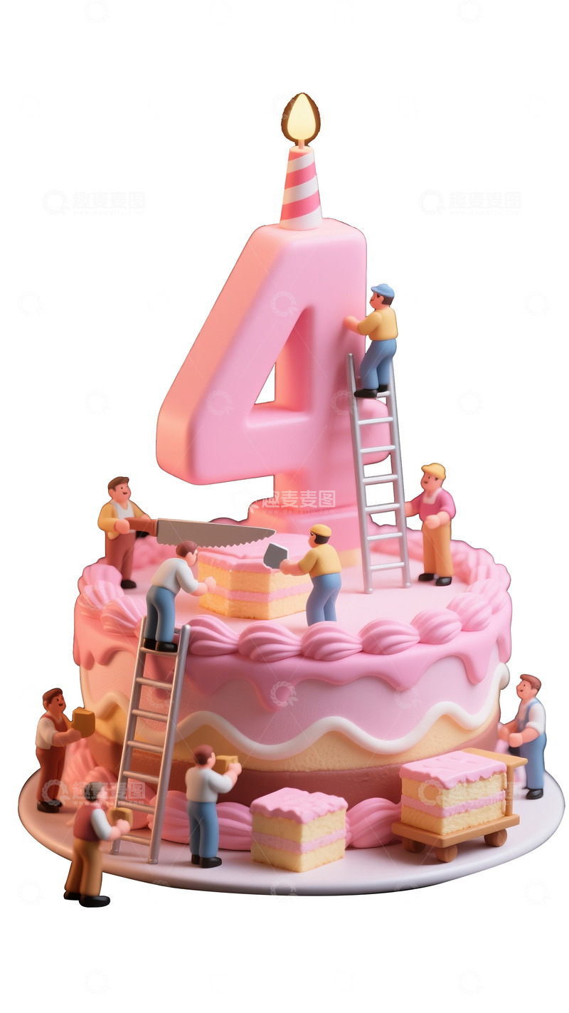 4 周年庆创意蛋糕场景图