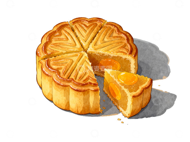 高清大图下载【趣麦麦图】广式月饼插画5