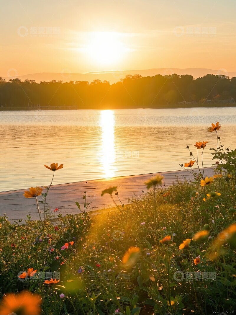 高清大图下载【趣麦麦图】城市公园湖畔景色