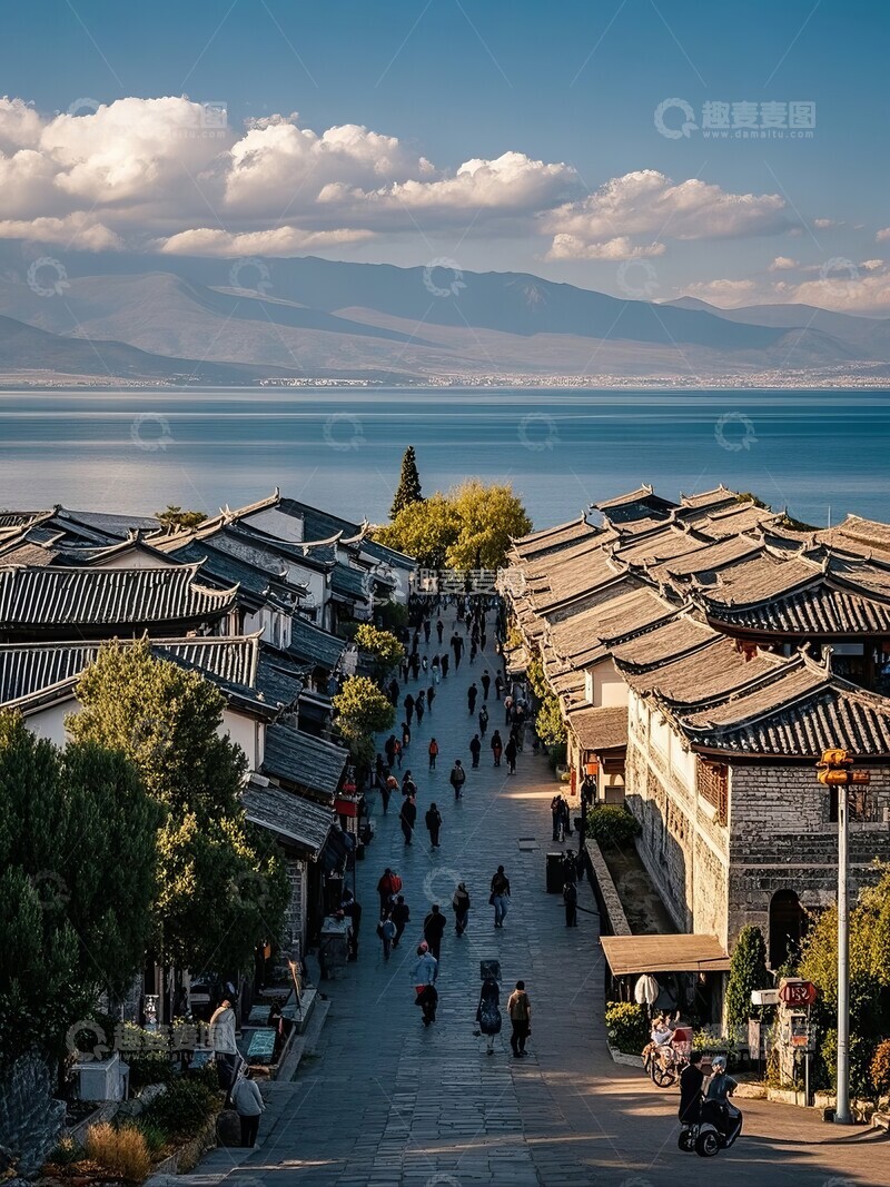 高清大图下载【趣麦麦图】大理古镇街景与湖光山色