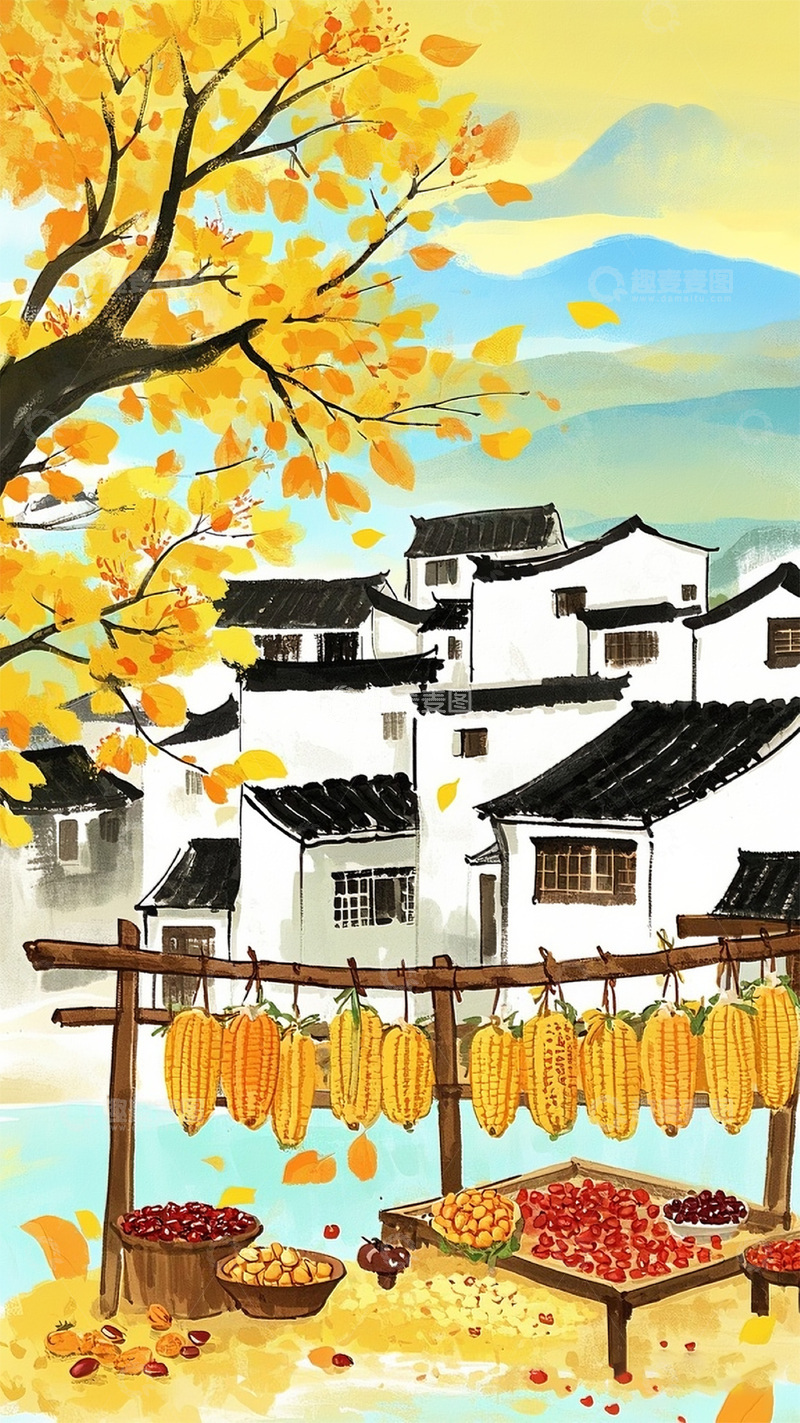 高清大图下载【趣麦麦图】秋日丰收风景图7