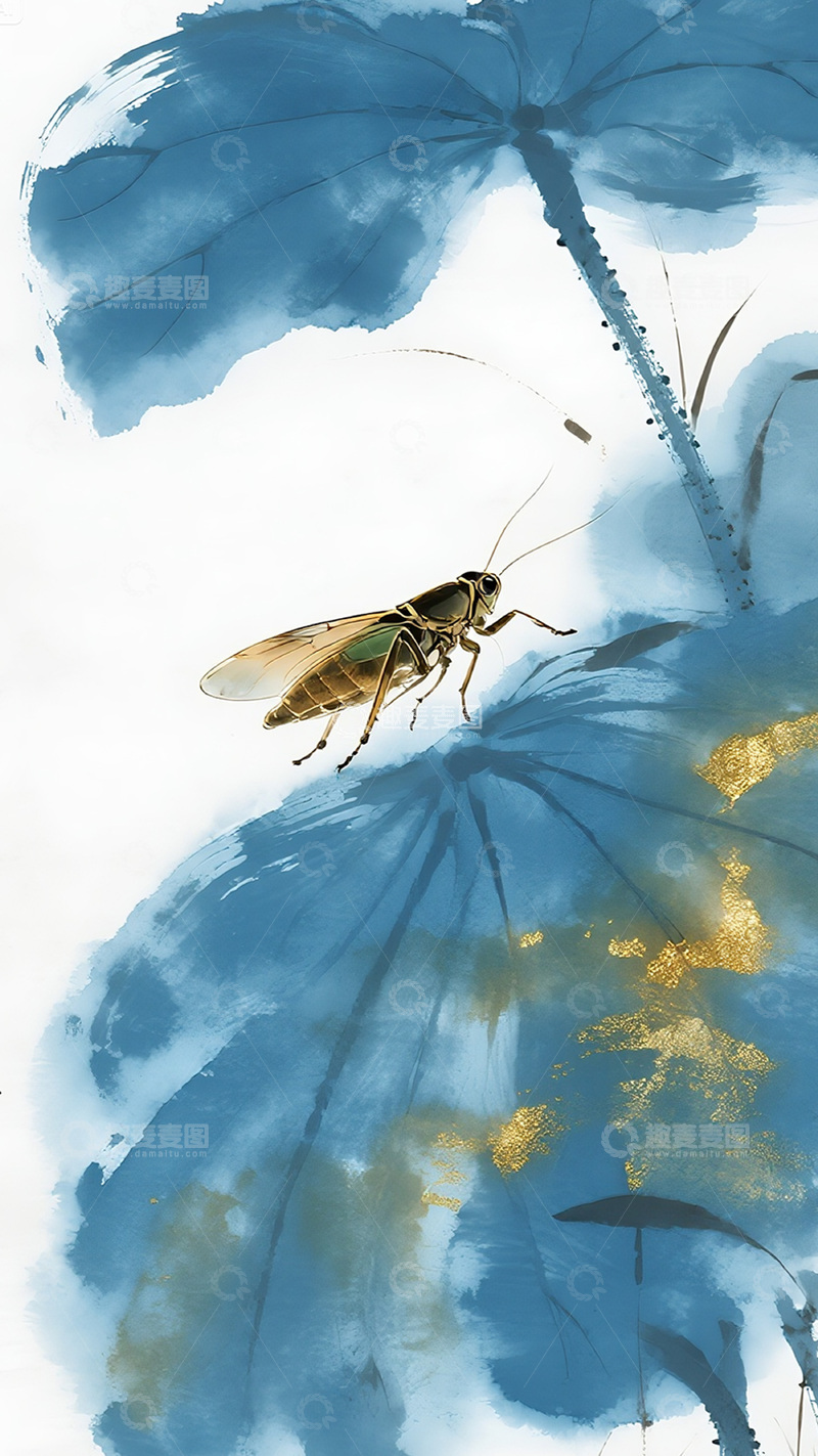 高清大图下载【趣麦麦图】夏日蓝色主题荷花莲花