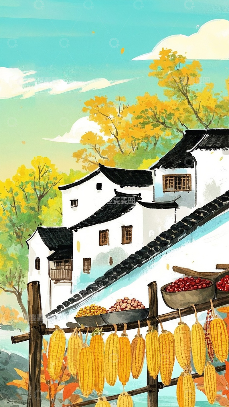 高清大图下载【趣麦麦图】秋日丰收风景图2