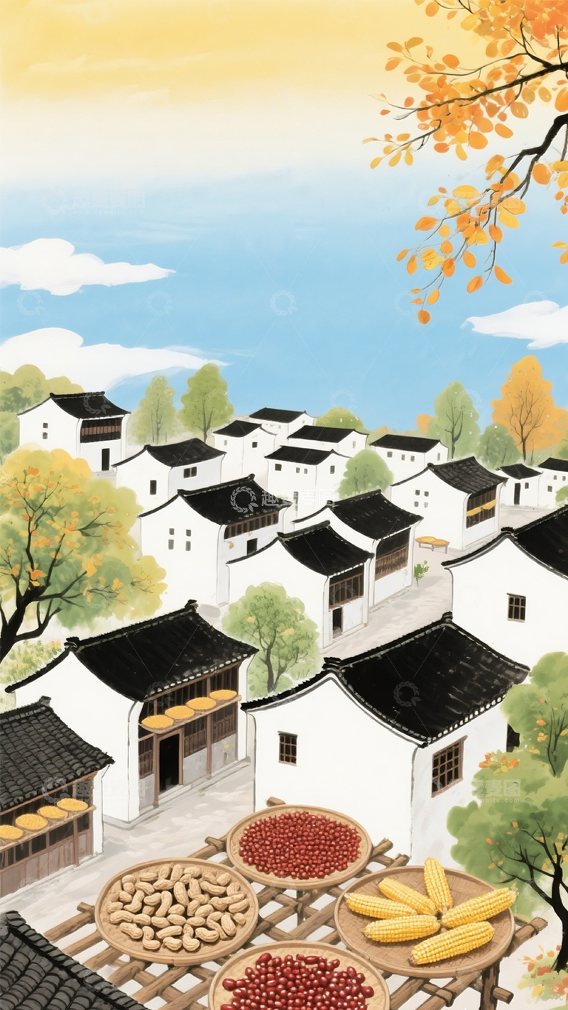 高清大图下载【趣麦麦图】秋日丰收风景图1