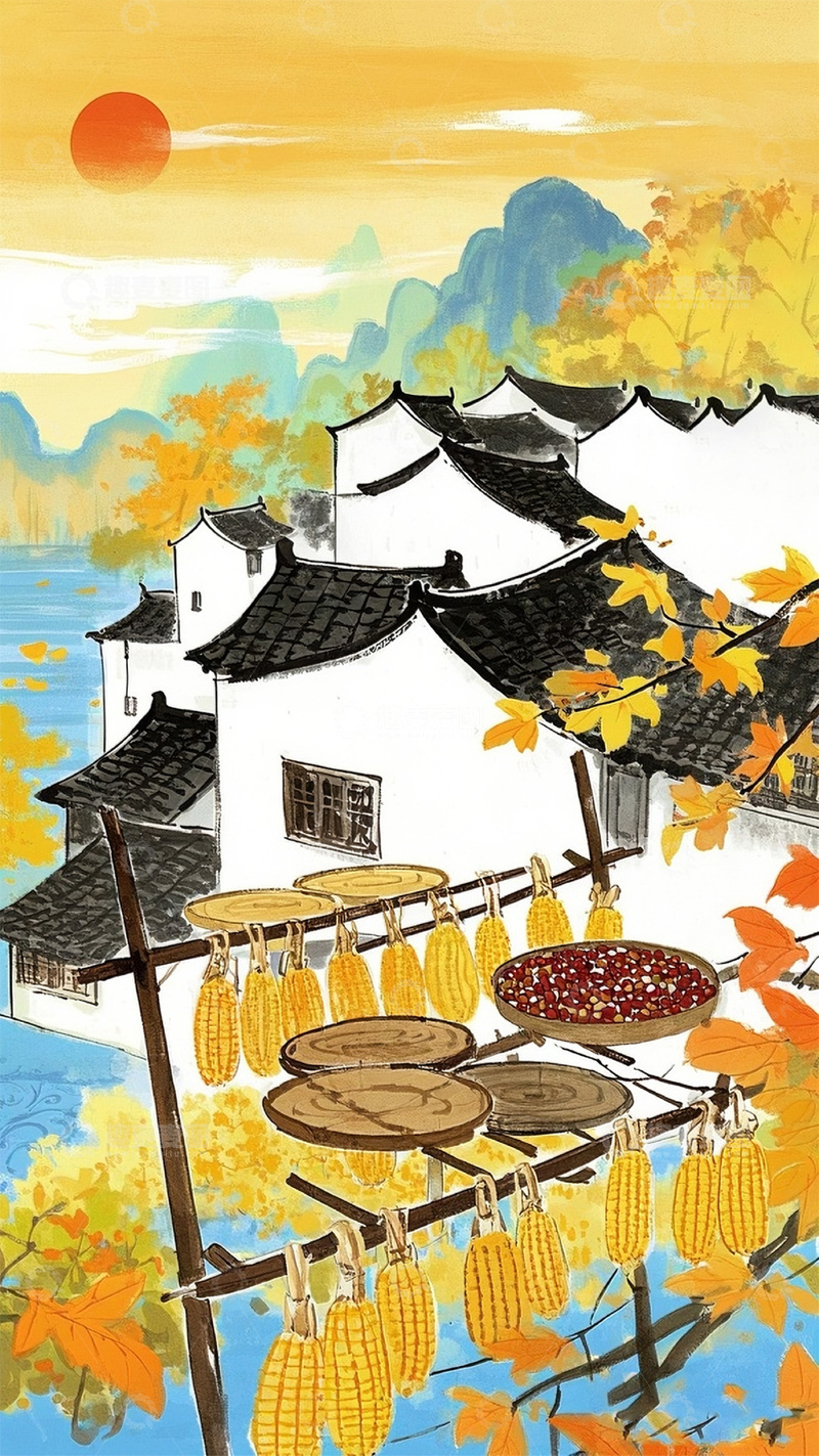 高清大图下载【趣麦麦图】秋天丰收风景图2