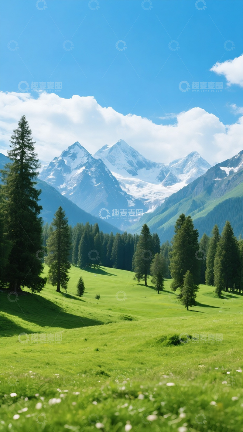 高清大图下载【趣麦麦图】冰山草原蓝天白云5