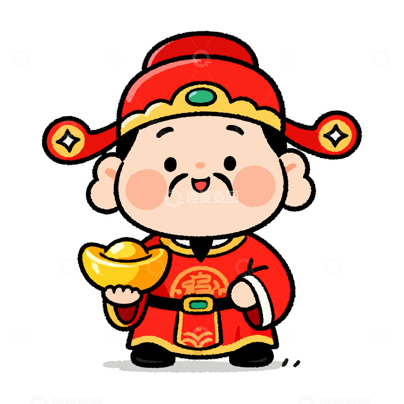 源文件下载【趣麦麦图】-卡通财神爷人物
