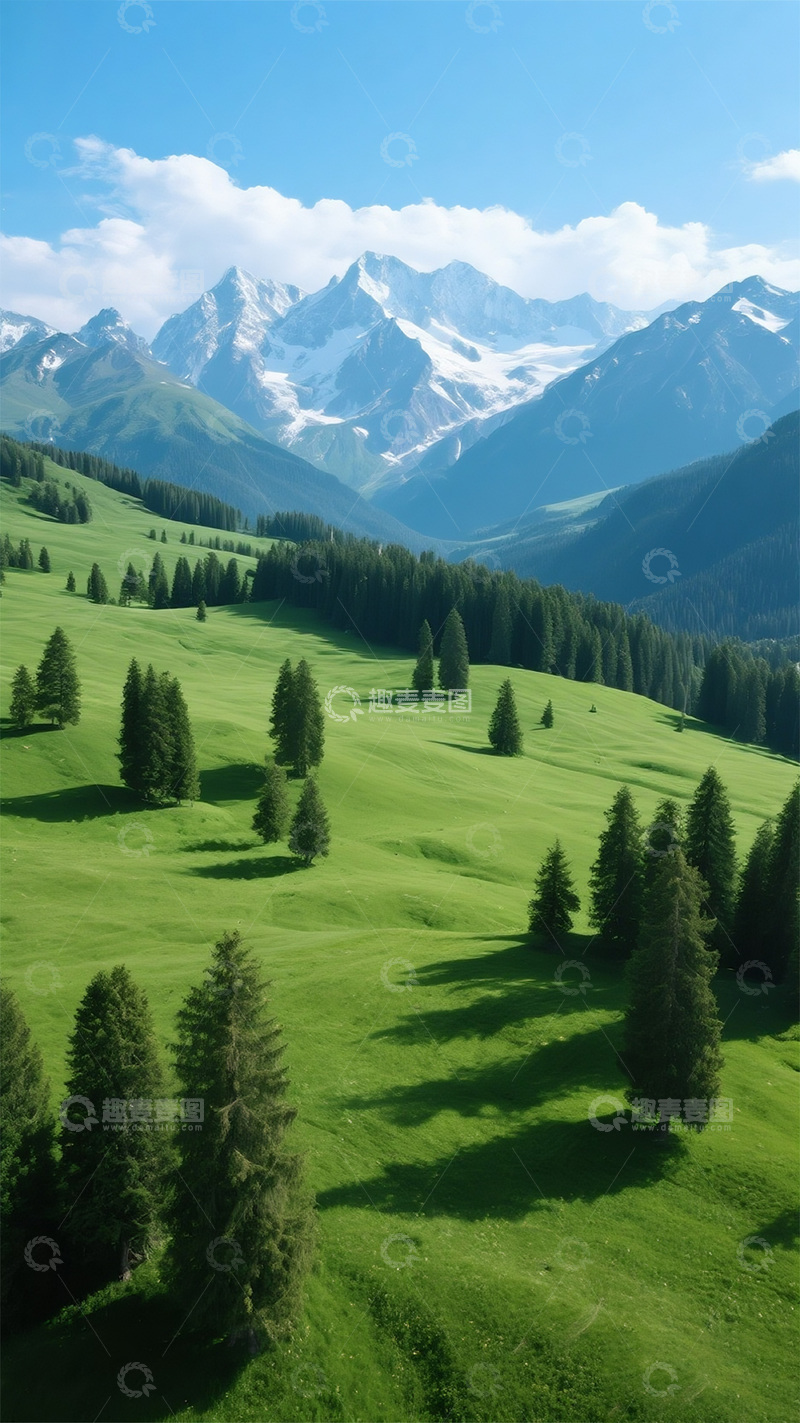 高清大图下载【趣麦麦图】冰山草原蓝天白云3