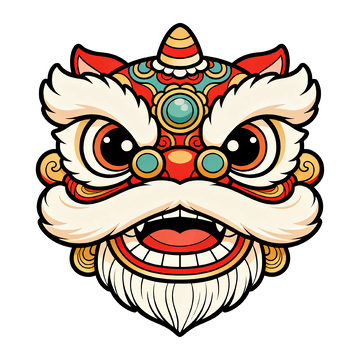 中国醒狮头插画