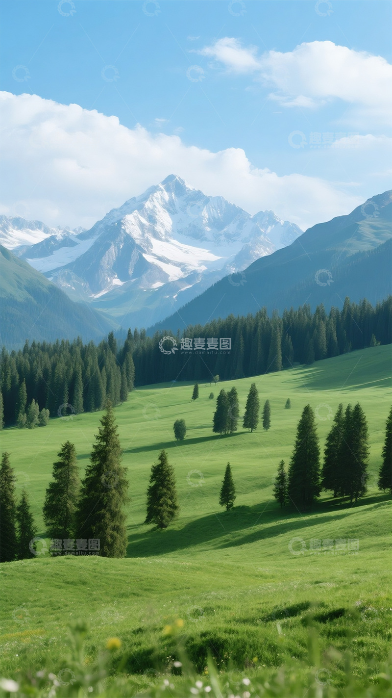 高清大图下载【趣麦麦图】冰山草原蓝天白云4