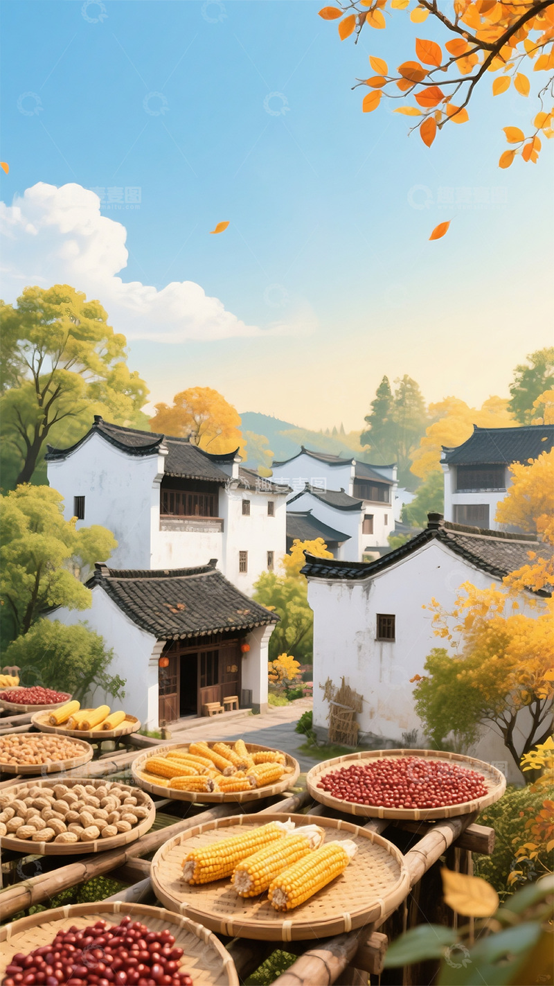 高清大图下载【趣麦麦图】秋天丰收风景图1