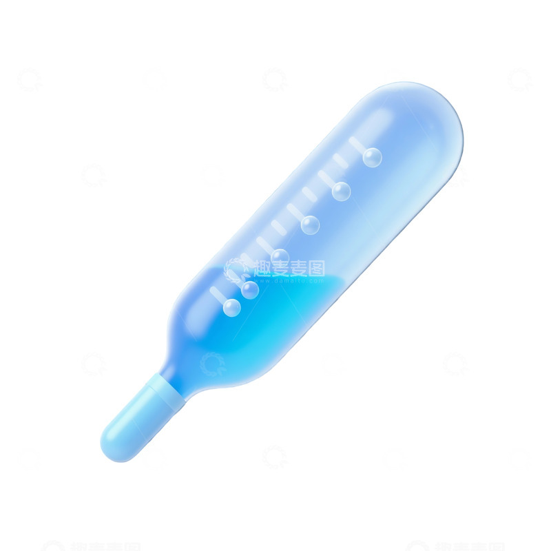 高清大图下载【趣麦麦图】玻璃体温计蓝色液体刻度医疗健康测量