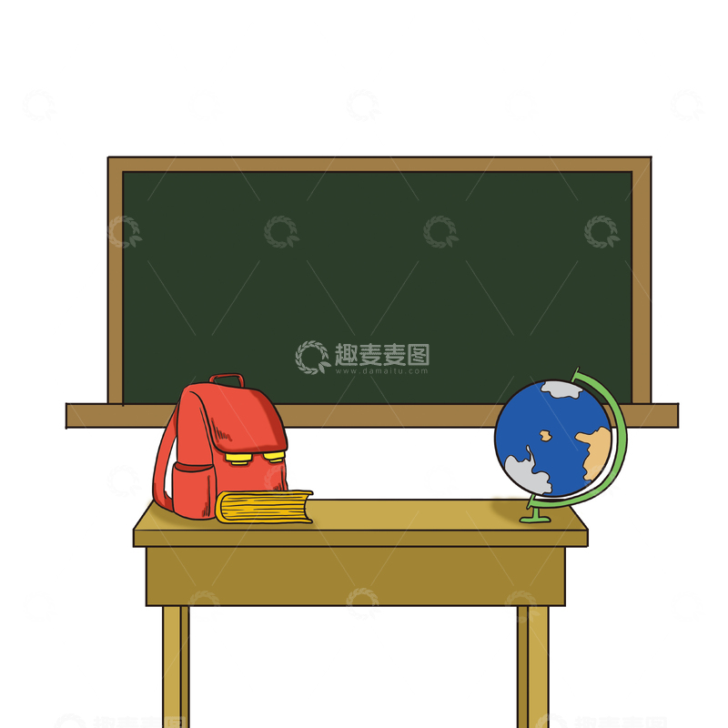 源文件下载【趣麦麦图】-教室里的文具和书包