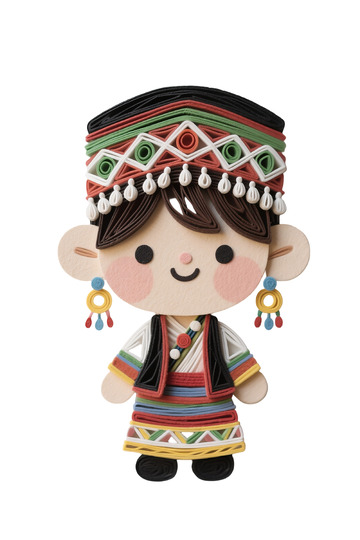 卡通人物装饰帽彩色卷纸图案可爱微笑