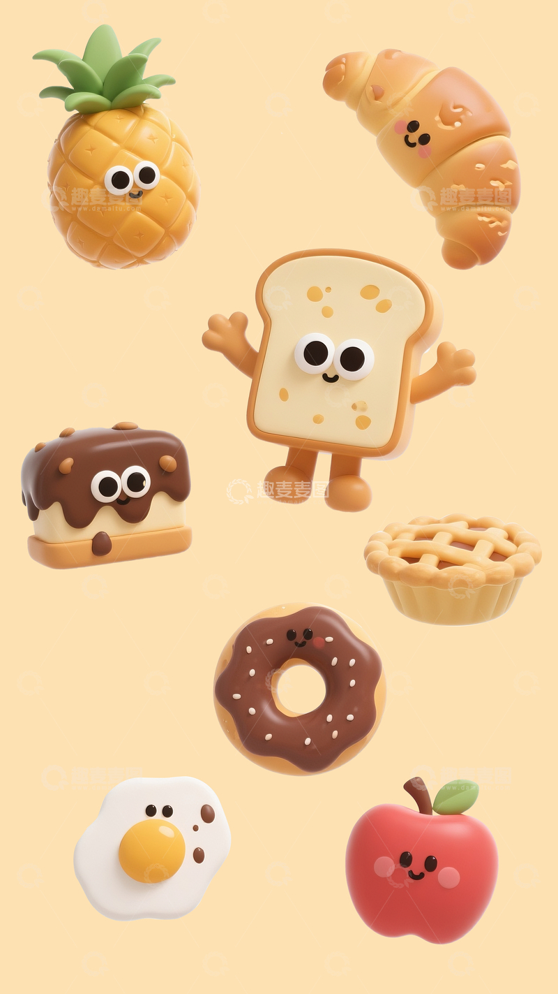 源文件下载【趣麦麦图】卡通风格拟人化食物3