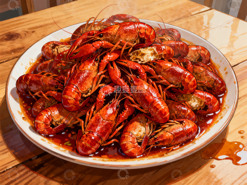 高清大图下载【趣麦麦图】麻辣小龙虾插画6