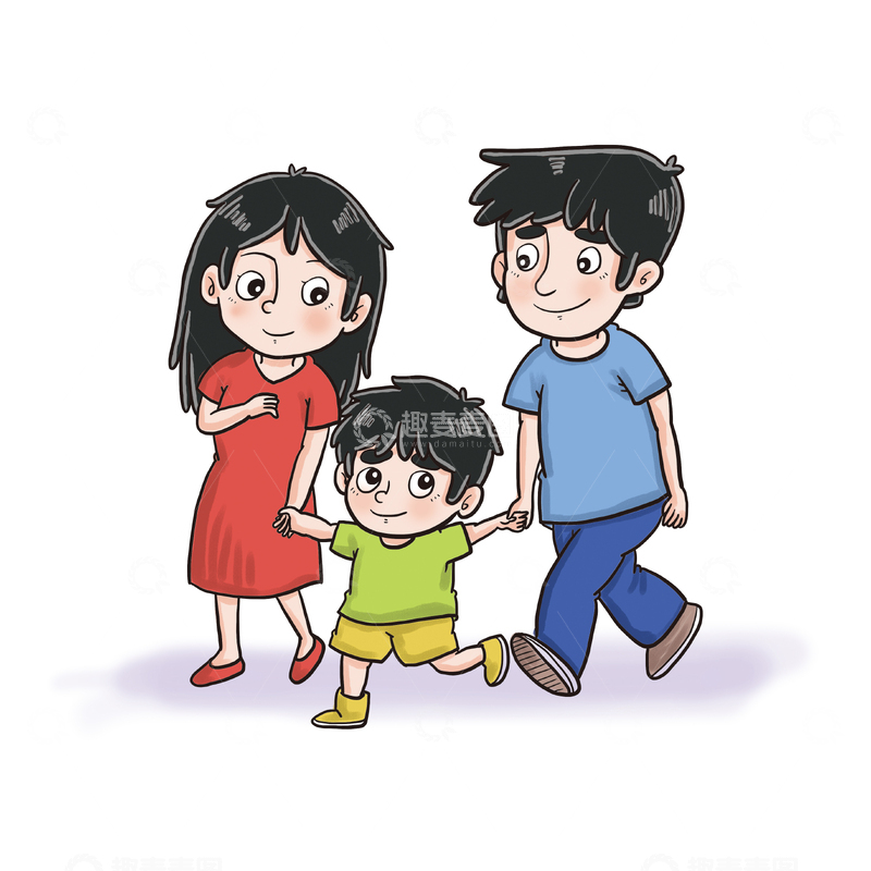 一家三口其乐融融幸福生活