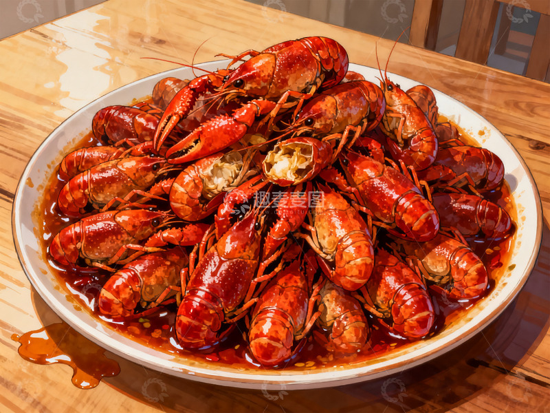 高清大图下载【趣麦麦图】麻辣小龙虾插画4