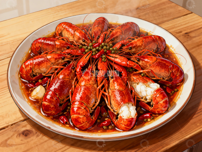 高清大图下载【趣麦麦图】麻辣小龙虾插画2