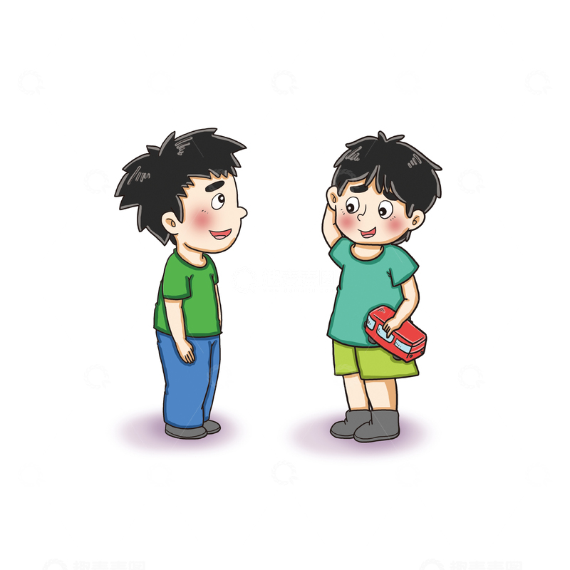 源文件下载【趣麦麦图】两个小男孩在聊天