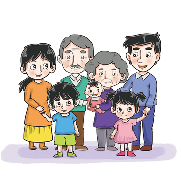 小学生一家全家福