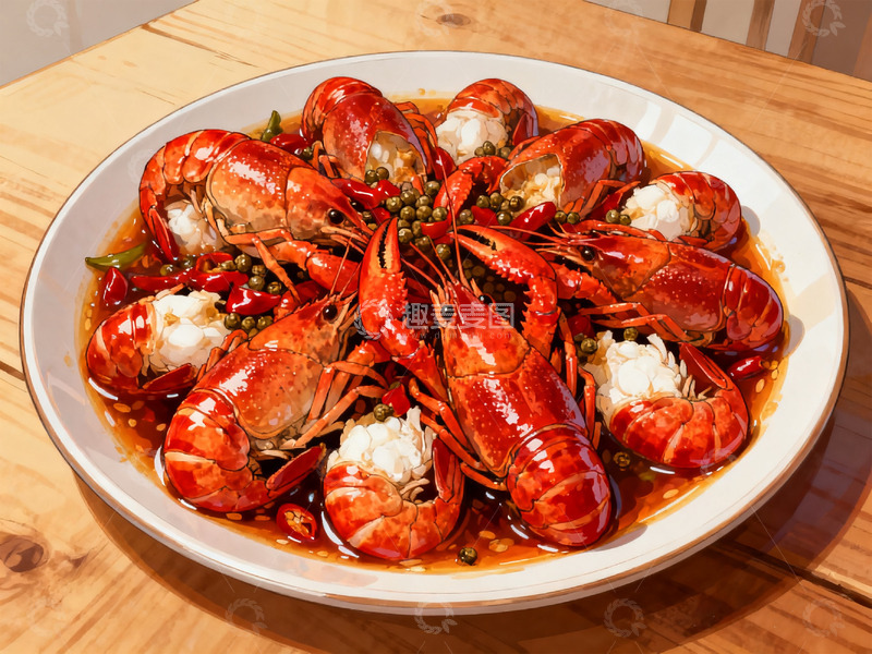 高清大图下载【趣麦麦图】麻辣小龙虾插画1