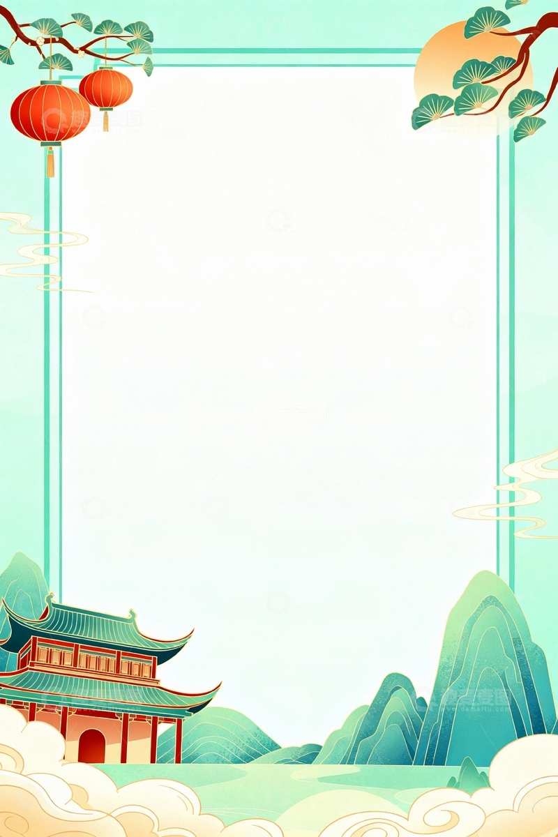 高清大图下载【趣麦麦图】国潮艺术插画背景999