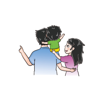 一家三口其乐融融幸福生活 背影