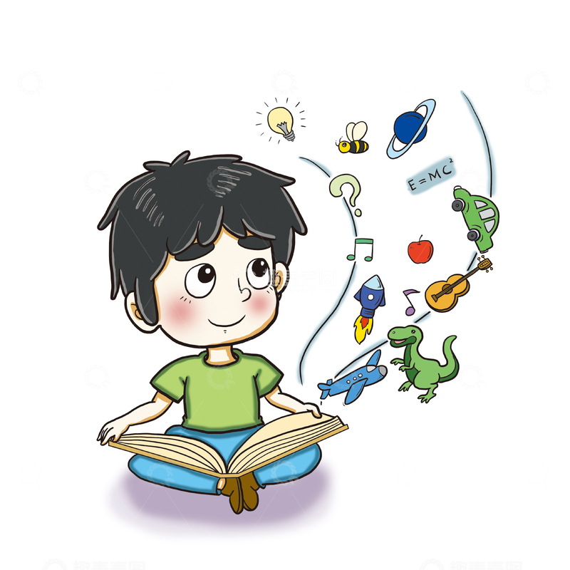源文件下载【趣麦麦图】-小学生看书的奇思妙想
