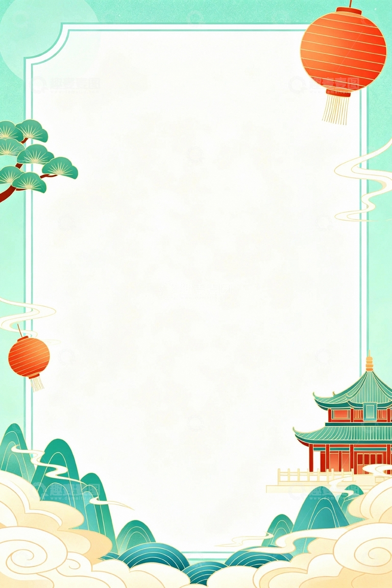 高清大图下载【趣麦麦图】国潮艺术插画背景