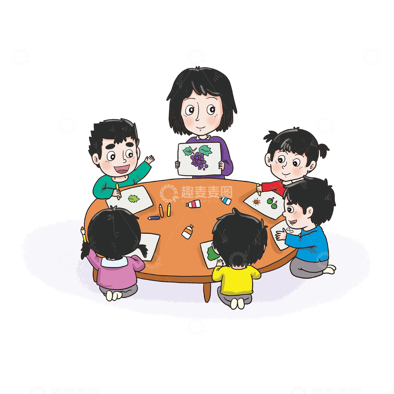 源文件下载【趣麦麦图】小桌子小朋友在做游戏