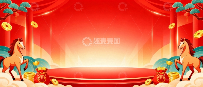 高清大图下载【趣麦麦图】马年新年节日背景