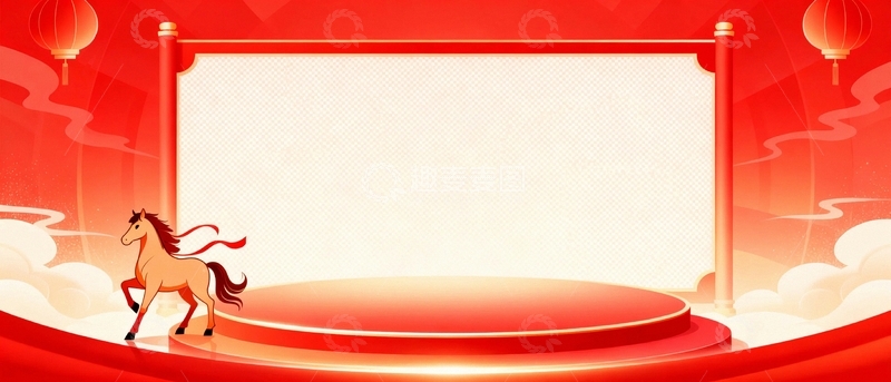 高清大图下载【趣麦麦图】马年新年节日背景6668