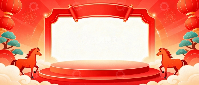 高清大图下载【趣麦麦图】马年新年节日背景