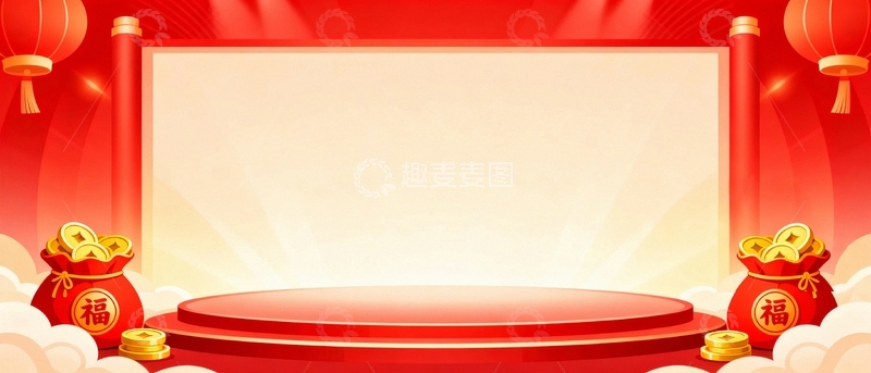 高清大图下载【趣麦麦图】马年春节节日背景