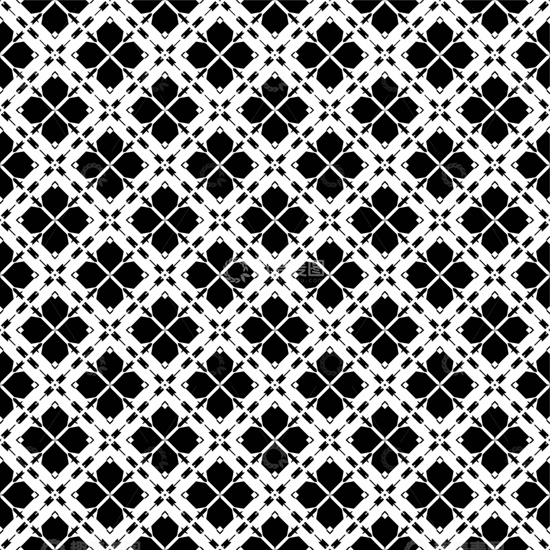 源文件下载【趣麦麦图】黑白几何花型