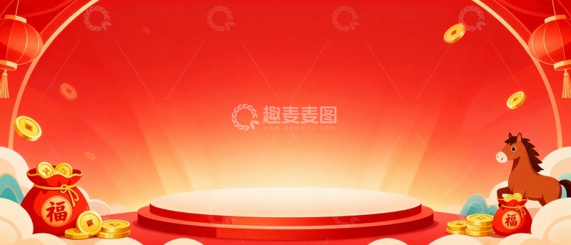 高清大图下载【趣麦麦图】马年春节节日背景006