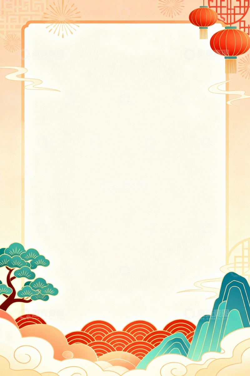 高清大图下载【趣麦麦图】-国潮风红色节日背景