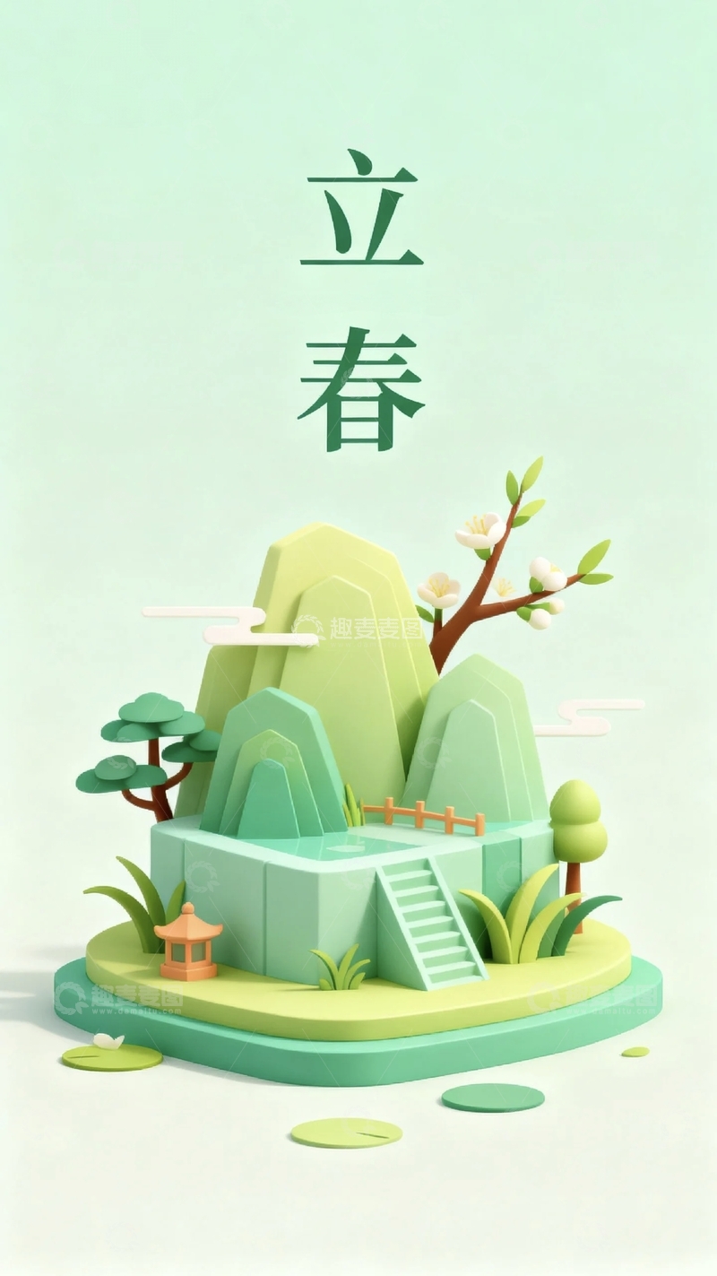 高清大图下载【趣麦麦图】国潮国风立体山水1